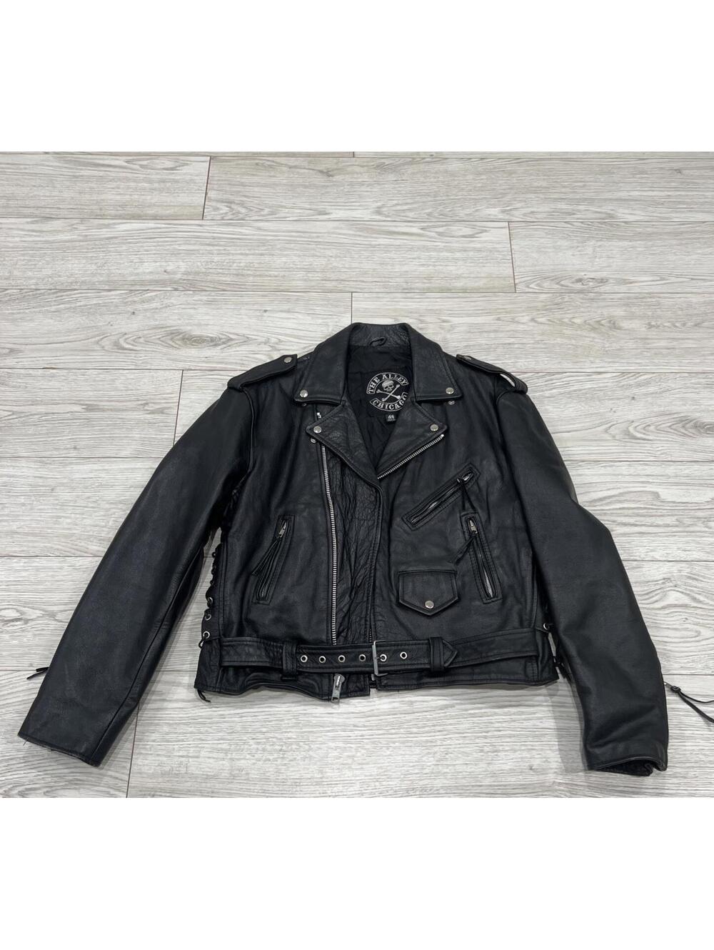 FALL/WINTER  Alley Chicago Men's Black Asymmetrical  Biker Leather Inspired